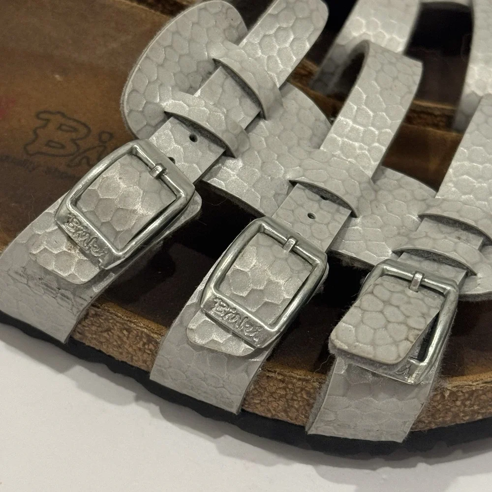 Birkie Birkenstock Florida 3 Strap Slip On Sandal Silver Women's 7-7.5 EU 38 - Picture 4 of 7